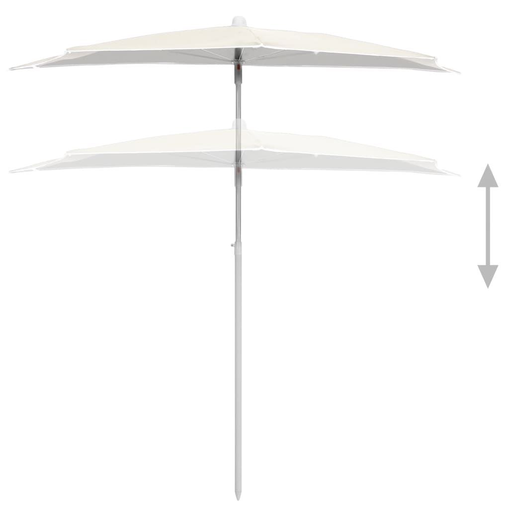 Guarda-sol semicircular com mastro 180x90 cm cor areia