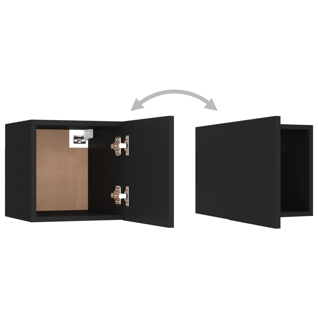 Conjunto de 3 Móveis de Parede de TV Faial M - Preto - Design Moderno