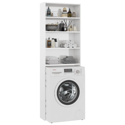 Armário máquina lavar roupa 64x24x190 cm branco brilhante