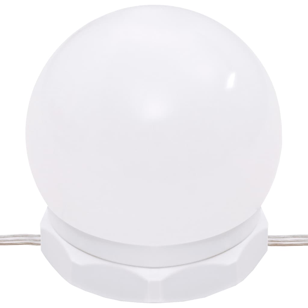 Toucador Bella - Com Espelho e Luzes LED - Possui Lâmpadas LED com USB, que são Fáceis de Alternar entre os Modos de Branco Quente e Frio - Cor Branco - 96x40x142 cm - Design Moderno
