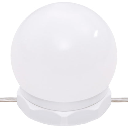 Toucador Bella - Com Espelho e Luzes LED - Possui Lâmpadas LED com USB, que são Fáceis de Alternar entre os Modos de Branco Quente e Frio - Cor Branco - 96x40x142 cm - Design Moderno