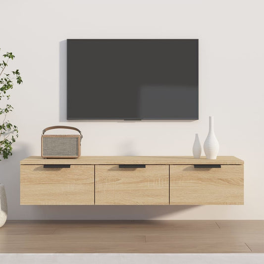 Móvel de TV de Parede Flix com 3 Gavetas de 102cm - Carvalho - Design Moderno