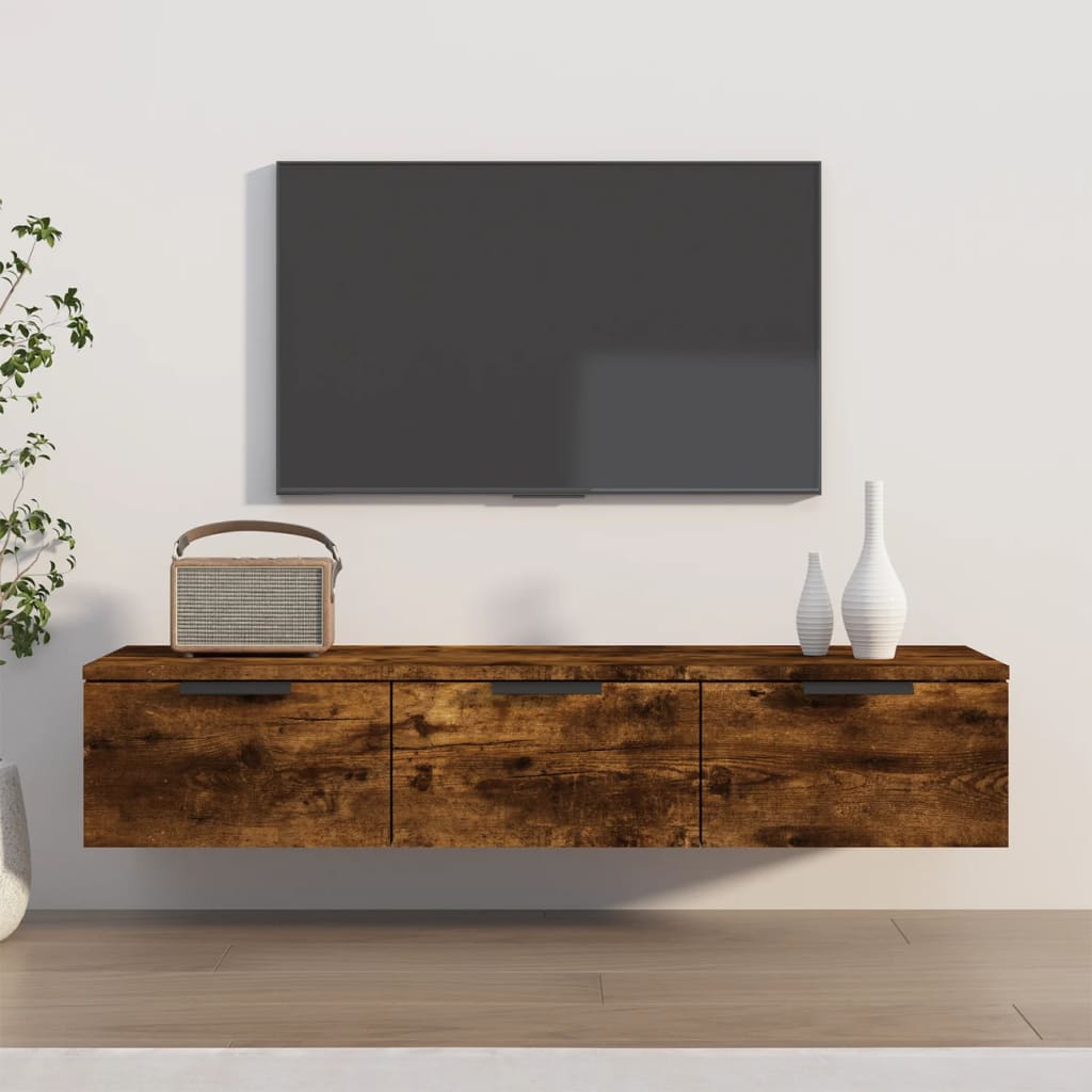 Móvel de TV de Parede Flix com 3 Gavetas de 102cm - Madeira Rústica - Design Moderno
