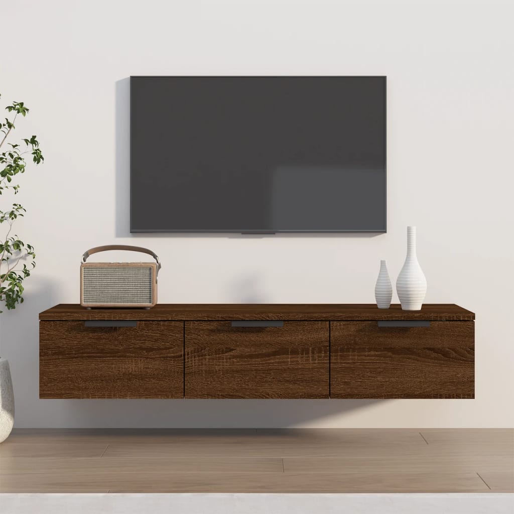 Móvel de TV de Parede Flix com 3 Gavetas de 102cm - Castanho - Design Moderno