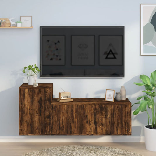 Móvel de TV de Parede Flix de 2 Módulos - 100x60 cm - Madeira Rústica - Design Moderno