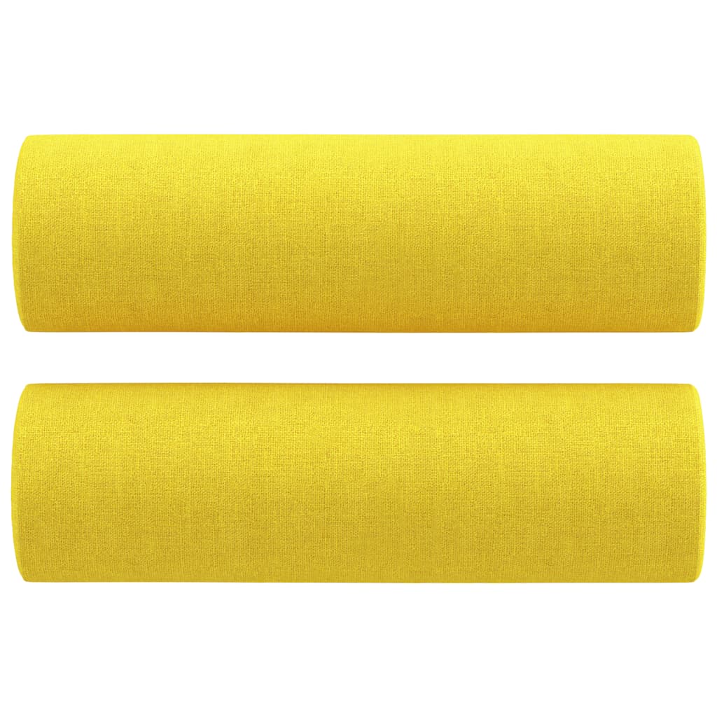 Sofá 2 lug. + almofadas decorativas 120 cm tecido amarelo-claro