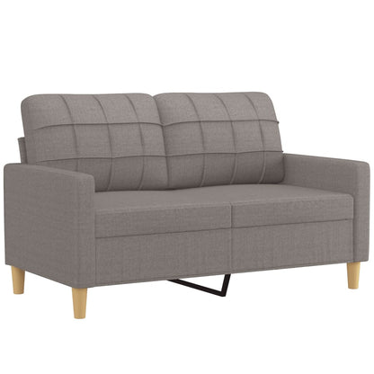3 pcs conjunto de sofás com almofadões tecido cinza-acastanhado
