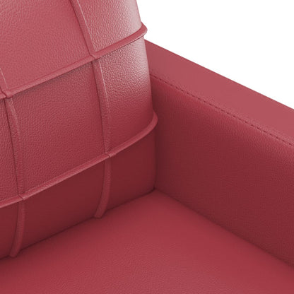 3 pcs conjunto sofás c/ almofadões couro artif. vermelho tinto