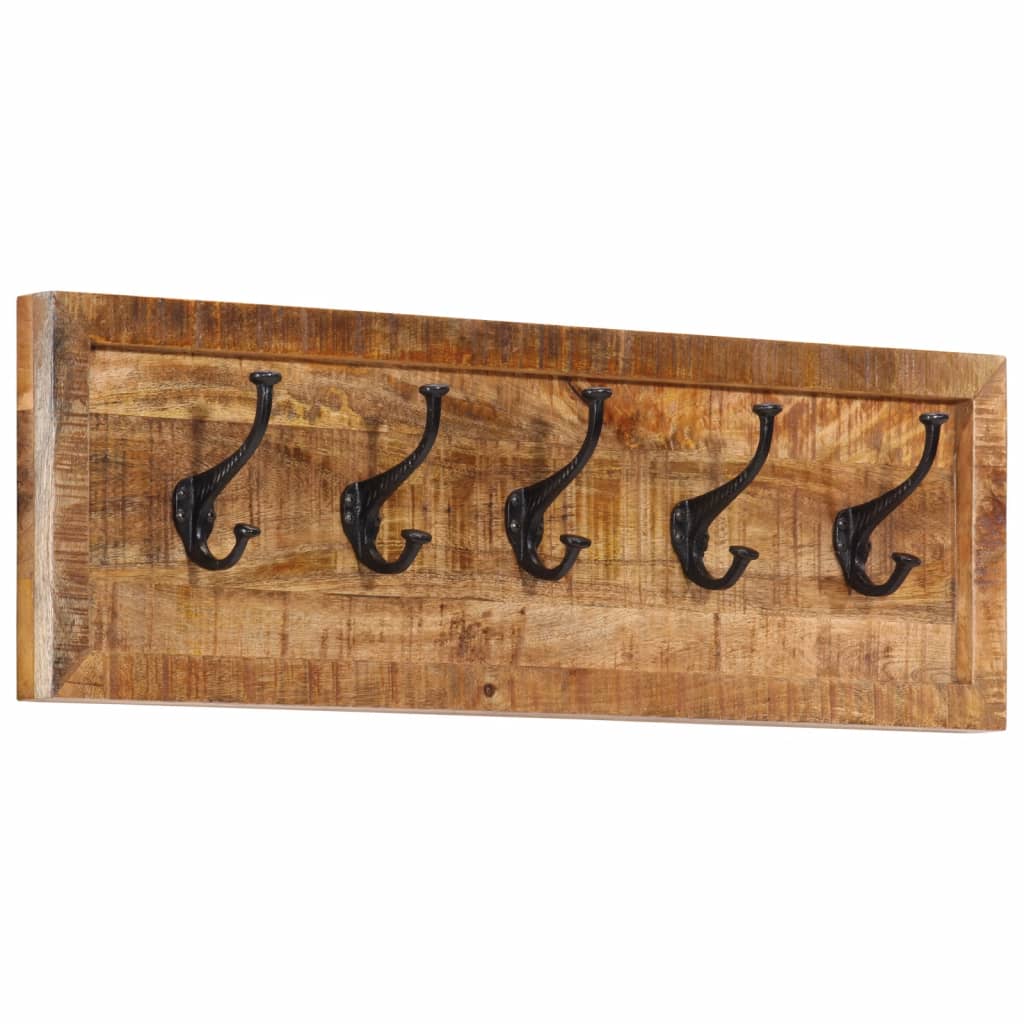 Cabide de parede com 5 ganchos madeira de mangueira maciça