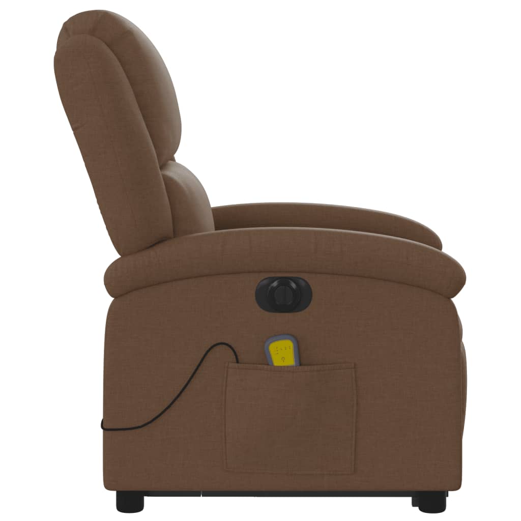 Poltrona Relax Ovar Elevatória com 6 Pontos de Massagens e Reclinação Elétrica em Tecido - Castanho - Design Moderno
