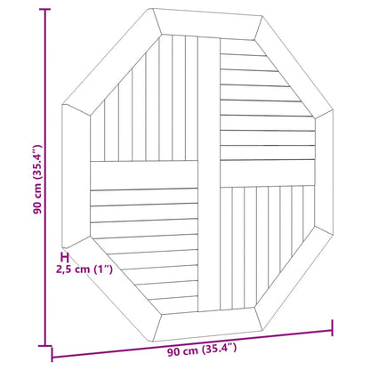 Tampo de mesa octogonal 90x90x2,5 cm madeira de teca maciça