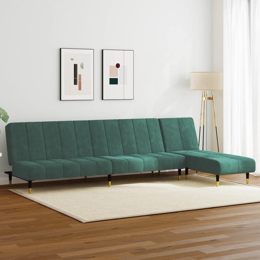 2 pcs conjunto de sofás veludo verde-escuro