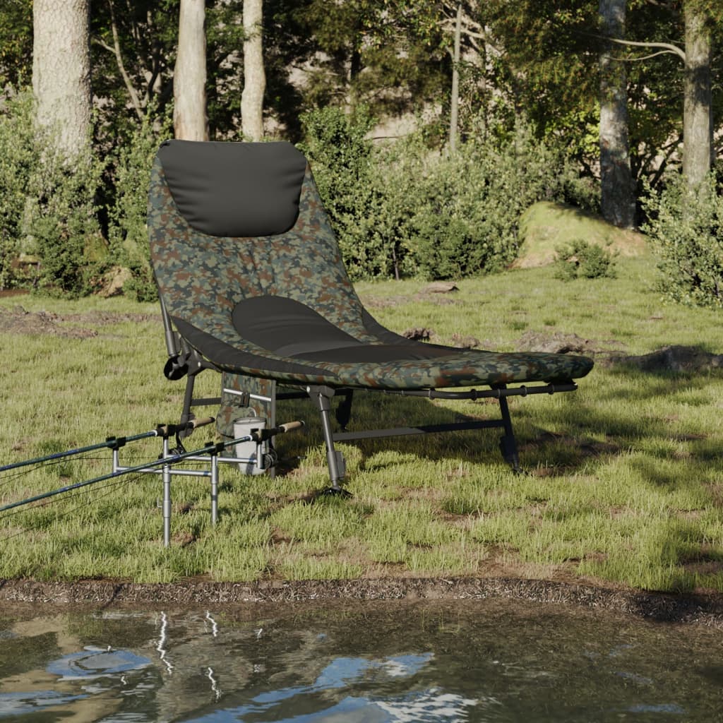Espreguiçadeira pesca c/ pernas ajustáveis dobrável camuflagem