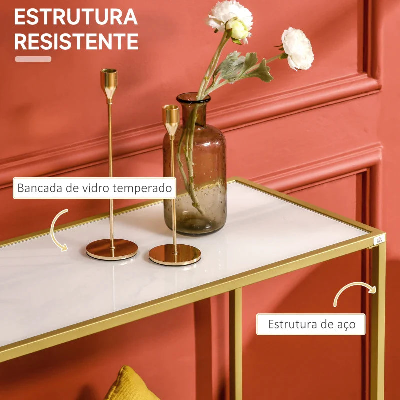 Consola de Entrada Francesca Dourada - Design Contemporâneo