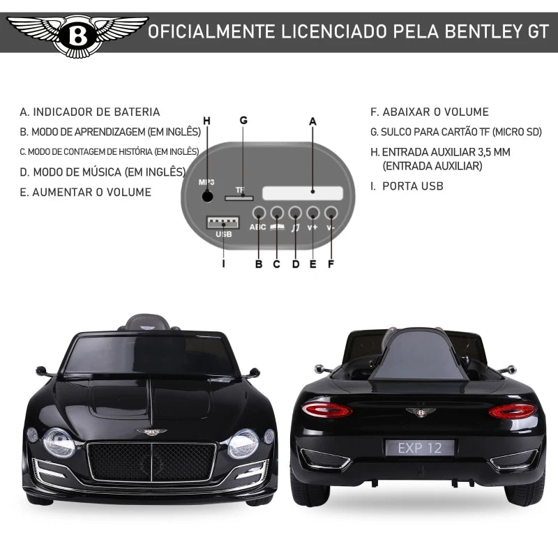 Carro Elétrico Bentley GT com Controlo Remoto e 2 Velocidades
