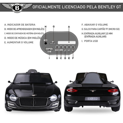 Carro Elétrico Bentley GT com Controlo Remoto e 2 Velocidades
