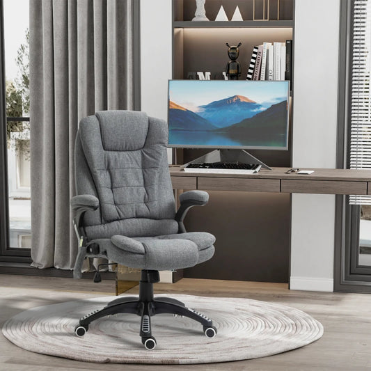 Cadeira de Escritório Urnit Reclinável com 6 Pontos de Massagem e Aquecimento - Cinzento - Design Moderno