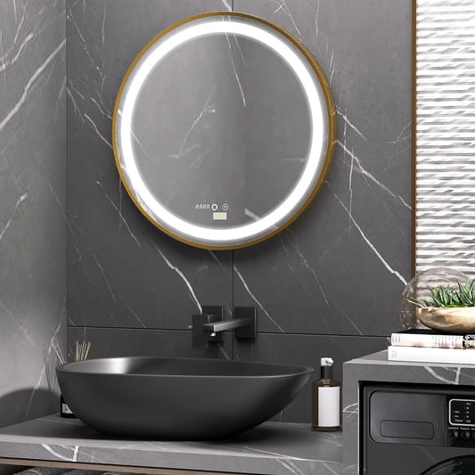 Espelho LED Florence Dourado de Casa de Banho - Design Moderno