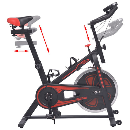 Bicicleta Estática com Sensores de Pulso e Volante de 15kg - Preto e Vermelho