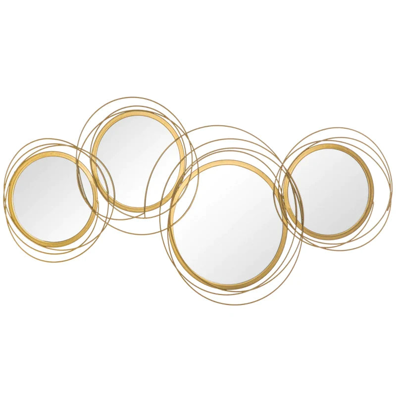 Conjunto de 4 Espelhos de Parede Belle com efeito 3D Dourado - Design Moderno
