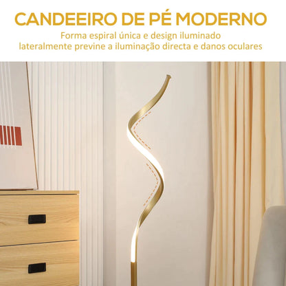 Candeeiro de Pé Wave Dourado - Design Moderno