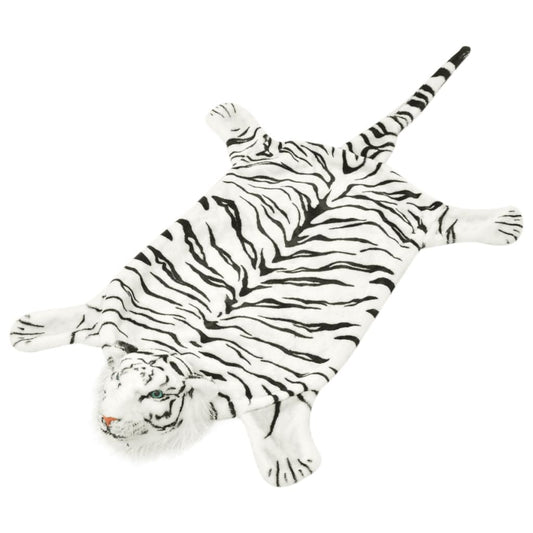 Tapete tigre de pelúcia, 144 cm, branco