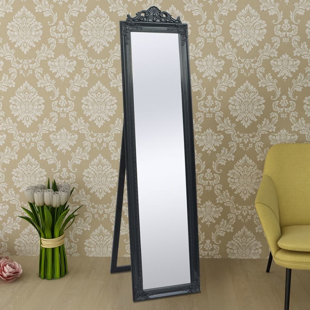 Espelho de pé em estilo barroco, 160x40 cm, preto