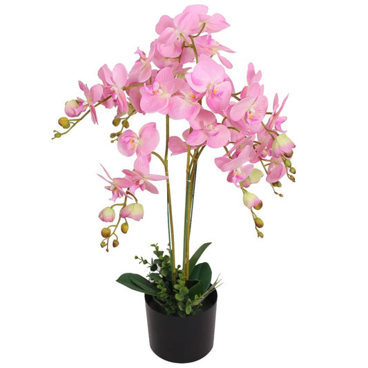 Planta orquídea artificial com vaso 75 cm rosa