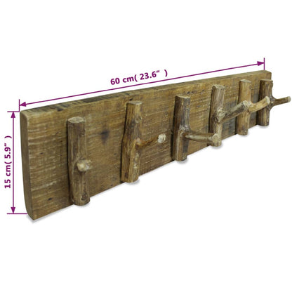 Cabide de Parede madeira reciclada maciça 60x15 cm