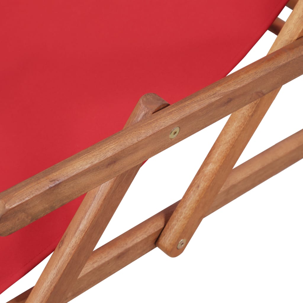 Espreguiçadeira Dobrável em Madeira de Eucalipto e Tecido - Vermelho - Design Moderno