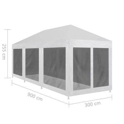 Tenda para festas com 8 paredes laterais em rede 9x3 m