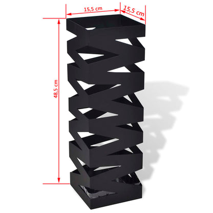 Suporte guarda-chuvas/de armazenamento quadrado preto aço 48,5 cm