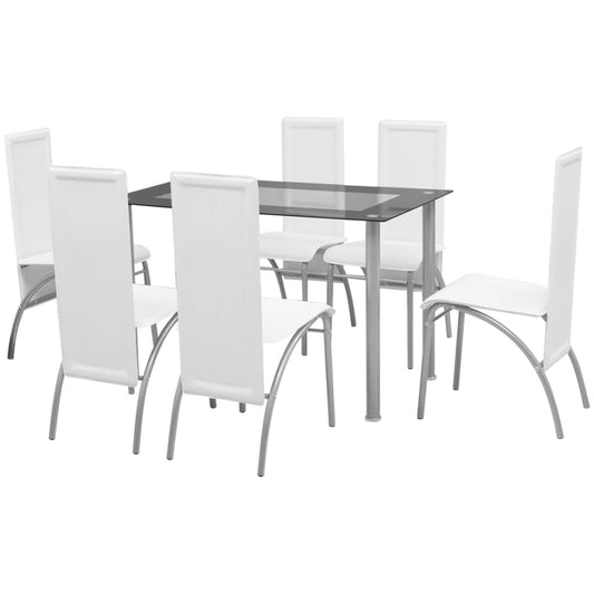 Conjunto de Jantar Dinner com 6 Cadeiras e 1 Mesa - Branco - Design Moderno