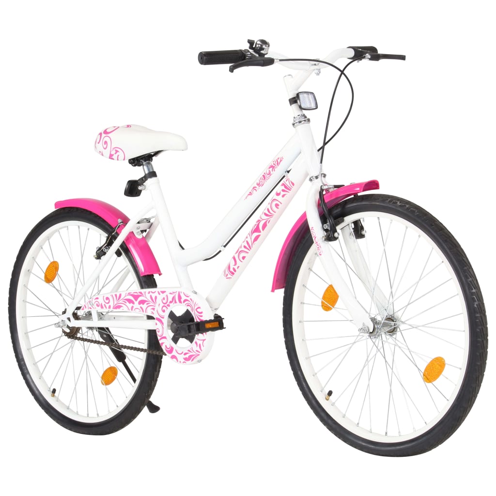 Bicicleta de criança roda 24" rosa e branco