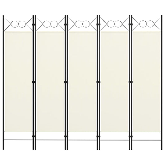 Biombo com 5 Painéis em Tecido Branco Nata - 200x180 cm - Design Moderno