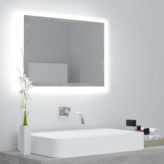Espelho casa de banho c/ LED 60x8,5x37cm acrílico cinza cimento