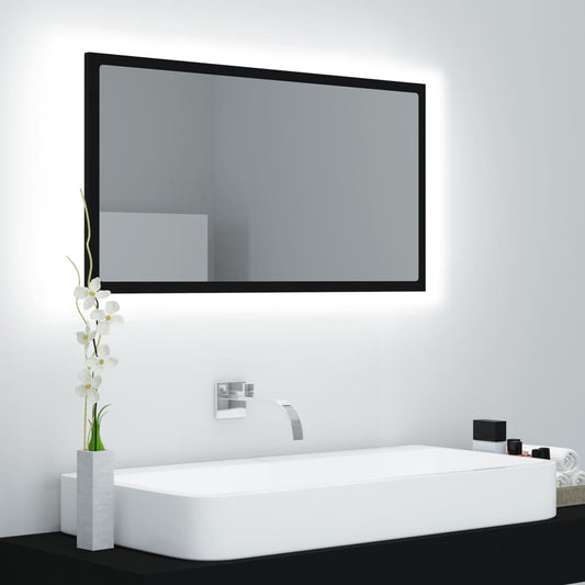 Espelho de casa de banho c/ LED 80x8,5x37 cm acrílico preto