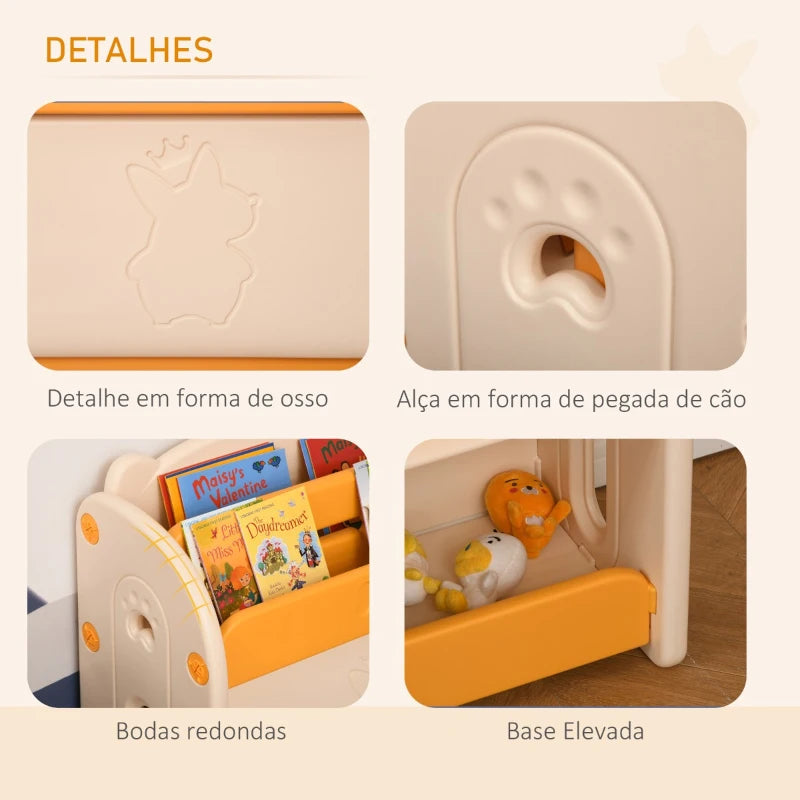 Estante Infantil Glorice com Baú - Amarelo - Design Moderno