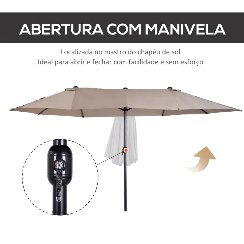 Guarda Sol Duplo com Manivela - Cor Café - Design Contemporâneo