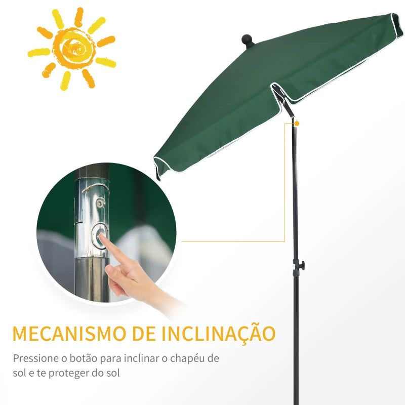 Guarda Sol com Inclinação - Cor Verde - 198x130x240cm - Design Contemporâneo