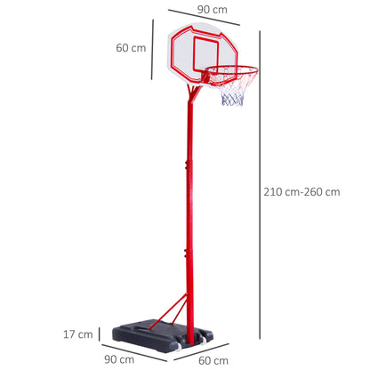 Cesto de Basquetebol com Altura Ajustável de 210-260cm - Leva-Me Contigo - Móveis & Decoração