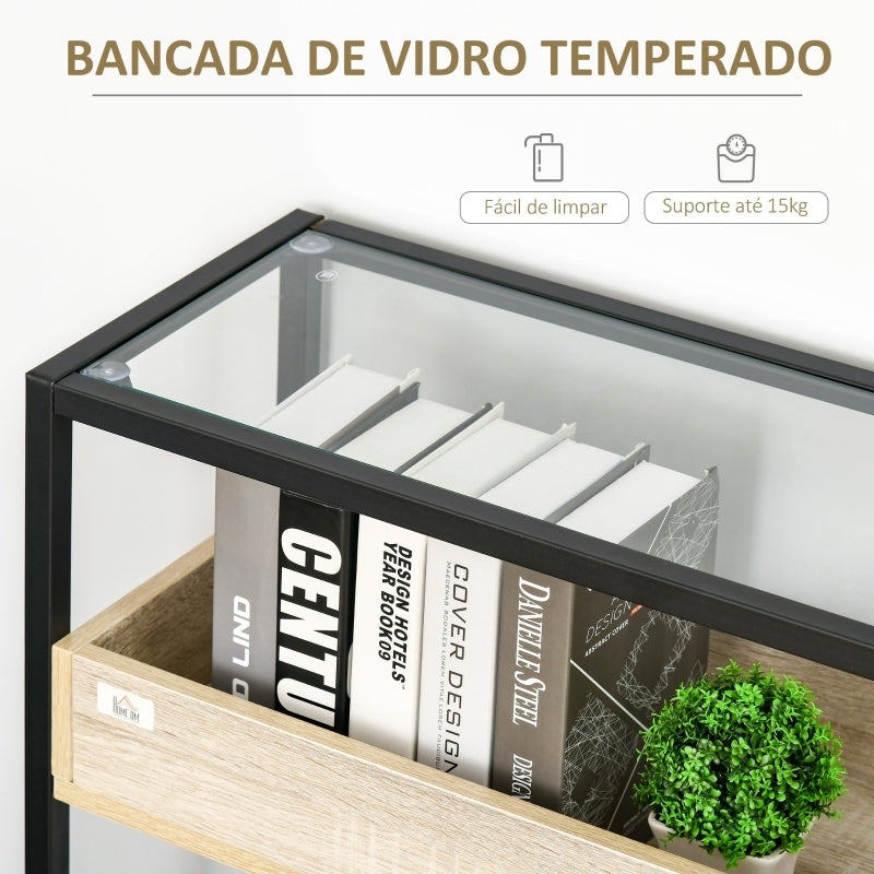 Consola de Entrada Kleany em Vidro Temperado – Preto – Design Industrial - Leva-Me Contigo - Móveis & Decoração